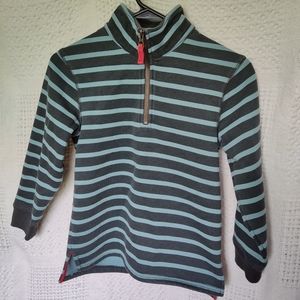 Mini Boden Thick Pullover 1/4 Zip Size 7-8 Striped Gray Blue